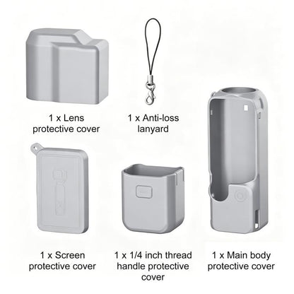 Funda de silicona TPU 4 en 1 para cuerpo, lente, mango y pantalla de PULUZ para DJI Osmo Pocket 4 (gris) — imagen 9