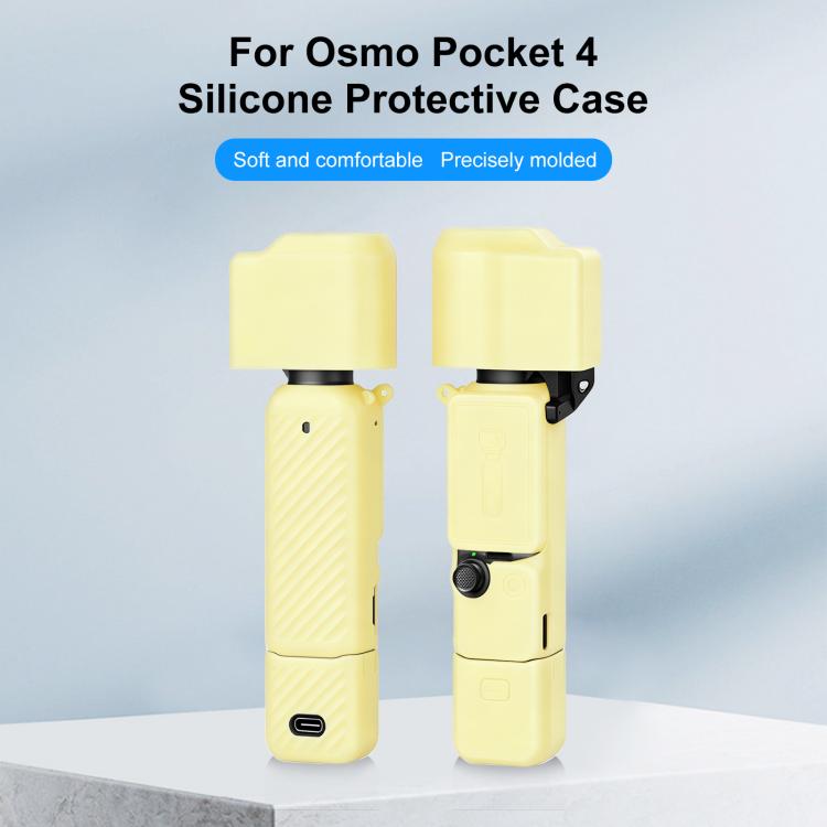 Funda de silicona TPU 4 en 1 para cuerpo, lente, mango y pantalla de PULUZ para DJI Osmo Pocket 4 (Amarillo) — imagen 2