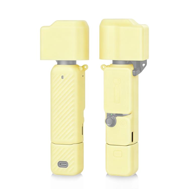 Funda de silicona TPU 4 en 1 para cuerpo, lente, mango y pantalla de PULUZ para DJI Osmo Pocket 4 (Amarillo)