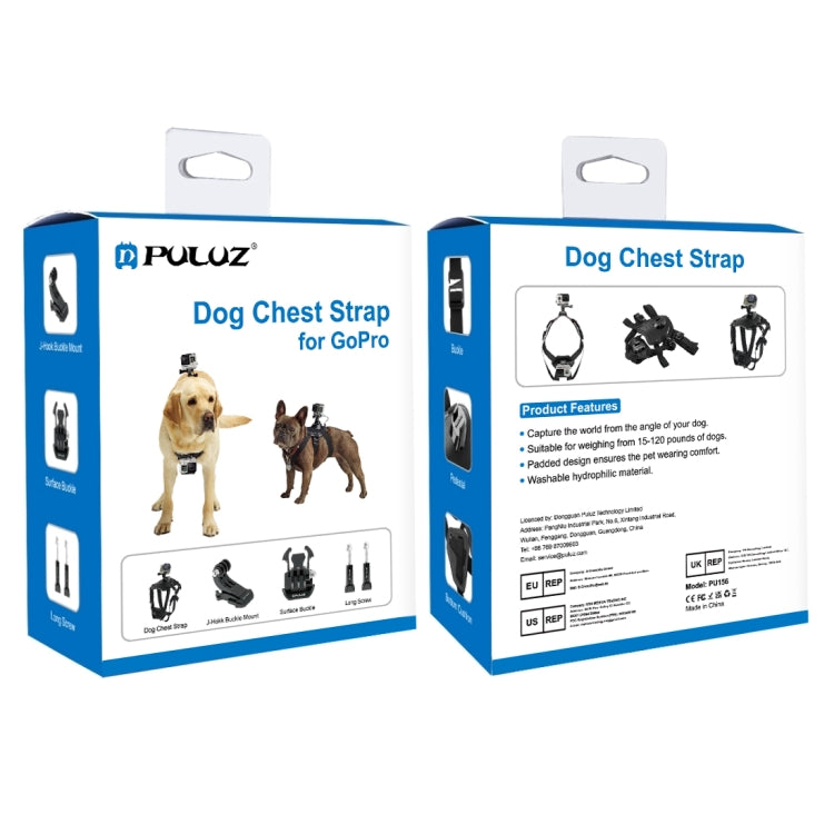 Correa de pecho PULUZ Hound Dog Fetch Arnés ajustable para para GoPro Hero12 Black / Hero11 /10/9/8/7/6/5, Insta360 Ace / Ac…