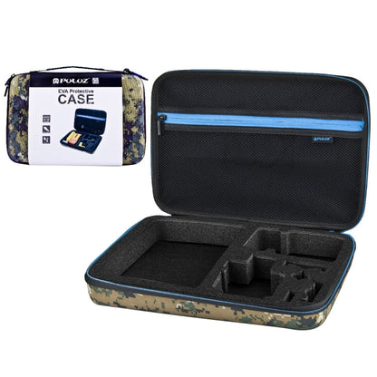 Estuche de viaje y transporte impermeable con patrón de camuflaje PULUZ para GoPro Hero12 Black / Hero11 /10/9/8/7/6/5, Inst…