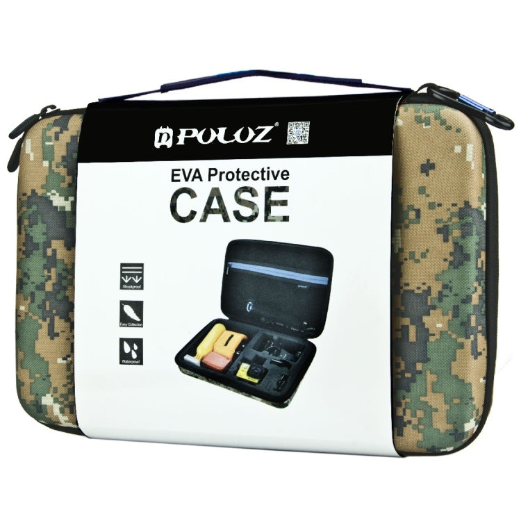 Estuche de viaje y transporte impermeable con patrón de camuflaje PULUZ para GoPro Hero12 Black / Hero11 /10/9/8/7/6/5, Inst…