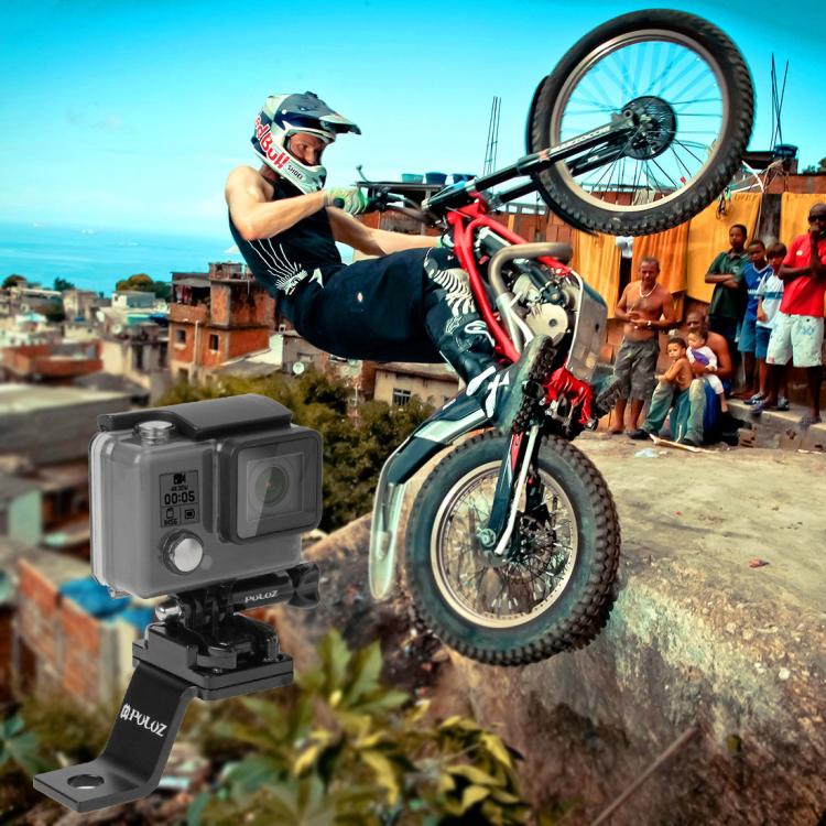 Soporte fijo de metal para motocicleta PULUZ para GoPro Hero12 Black / Hero11 /10/9/8/7/6/5, Insta360 Ace / Ace Pro, y otras…