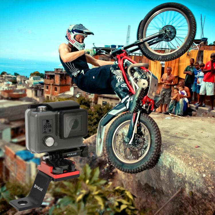 Soporte fijo de metal para motocicleta PULUZ para GoPro Hero12 Black / Hero11 /10/9/8/7/6/5, Insta360 Ace / Ace Pro, y otras…