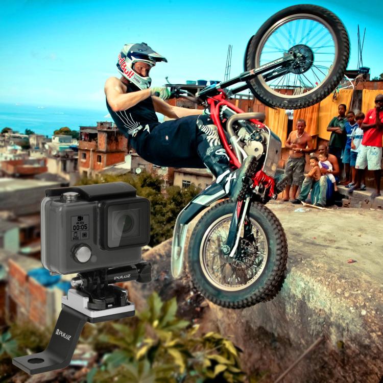 Soporte fijo de metal para motocicleta PULUZ para GoPro Hero12 Black / Hero11 /10/9/8/7/6/5, Insta360 Ace / Ace Pro, y otras…
