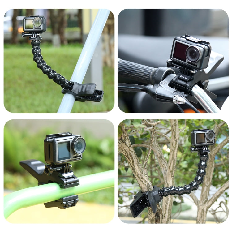 Soporte PULUZ Action Sports Cameras Jaws Flex Clamp para GoPro Hero12 Black / Hero11 /10/9/8/7/6/5, Insta360 Ace / Ace Pro,……