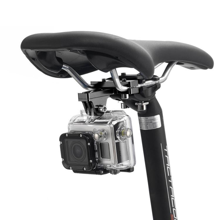 Soporte de cojín para asiento de bicicleta de aleación de aluminio PULUZ para GoPro Hero12 Black / Hero11 /10/9/8/7/6/5, Ins…