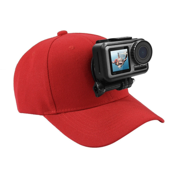 Gorra de béisbol PULUZ con hebilla de gancho en J y tornillo para GoPro, y otras cámaras de acción para DJI Osmo Action (roj…