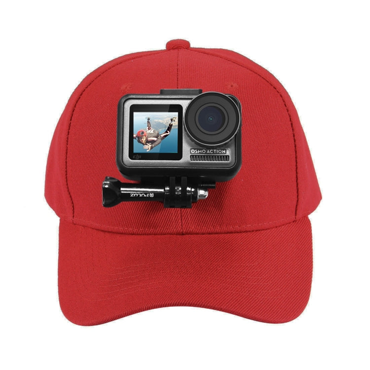 Gorra de béisbol PULUZ con hebilla de gancho en J y tornillo para GoPro, y otras cámaras de acción para DJI Osmo Action (roj…
