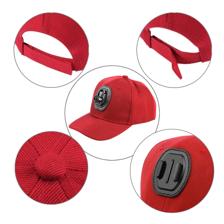 Gorra de béisbol PULUZ con hebilla de gancho en J y tornillo para GoPro, y otras cámaras de acción para DJI Osmo Action (roj…