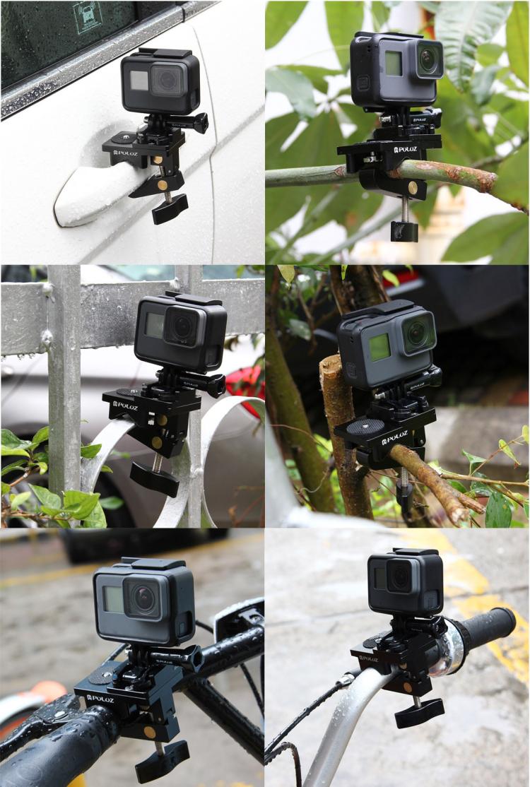 Abrazadera de fijación Universal de montaje de aleación de aluminio PULUZ para GoPro Hero12 Black / Hero11 /10/9/8/7/6/5, In…