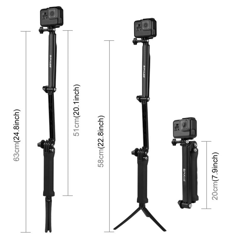 PULUZ TRIPLE DE PULUZ TRIPOD FOLLET CONTRATO DE STICK MONOPOD PARA GOPRO, INSTA360 ONE R, OSMO Acción y otras cámaras de acc…