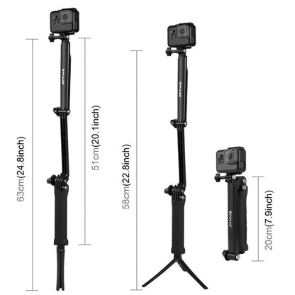 PULUZ TRIPLE DE PULUZ TRIPOD FOLLET CONTRATO DE STICK MONOPOD PARA GOPRO, INSTA360 ONE R, OSMO Acción y otras cámaras de acc…