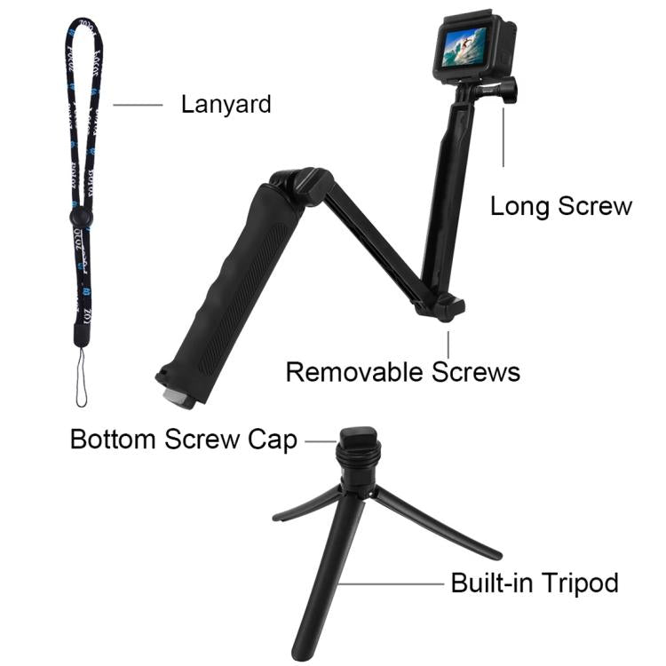 PULUZ TRIPLE DE PULUZ TRIPOD FOLLET CONTRATO DE STICK MONOPOD PARA GOPRO, INSTA360 ONE R, OSMO Acción y otras cámaras de acc…