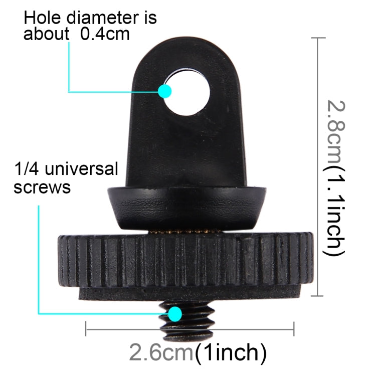Trípode Adaptador de montaje de con tornillo PULUZ de 1/4 de pulgada para GoPro Hero12 Black / Hero11 /10/9/8/7/6/5, Insta36…