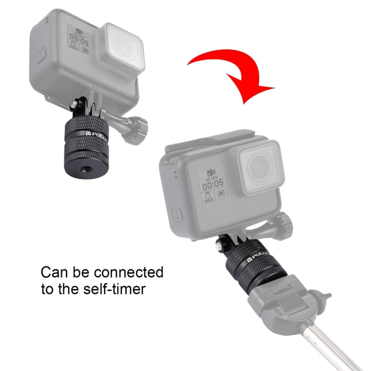 Trípode PULUZ Adaptador CNC de montaje en con orificio para tornillo de 1/4 de pulgada para GoPro Hero12 Black / Hero11 /10/…