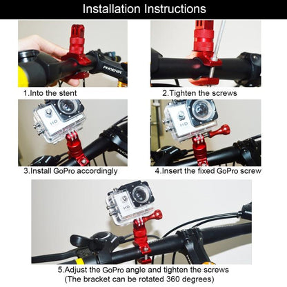Soporte PULUZ adaptador de manillar de aluminio para bicicleta con rotación de 360 grados con tornillo para GoPro Hero12 Bla…