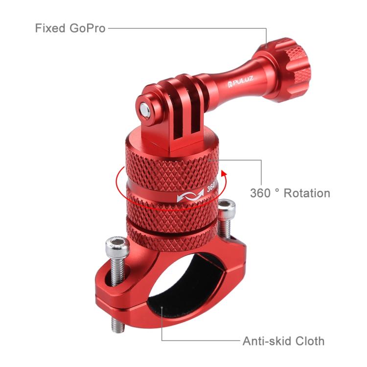 Soporte PULUZ adaptador de manillar de aluminio para bicicleta con rotación de 360 grados con tornillo para GoPro Hero12 Bla…
