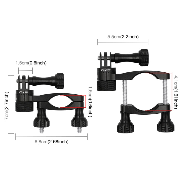 Soporte PULUZ adaptador de manillar de aluminio para bicicleta con rotación de 360 grados con tornillo para GoPro Hero12 Bla…