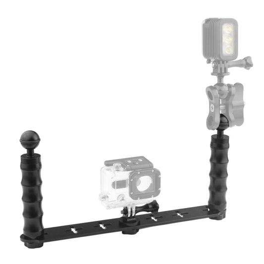 Soporte PULUZ Buceo monopié para selfies de aluminio CNC de doble mano para GoPro Hero12 Black / Hero11 /10/9/8/7/6/5, Insta…