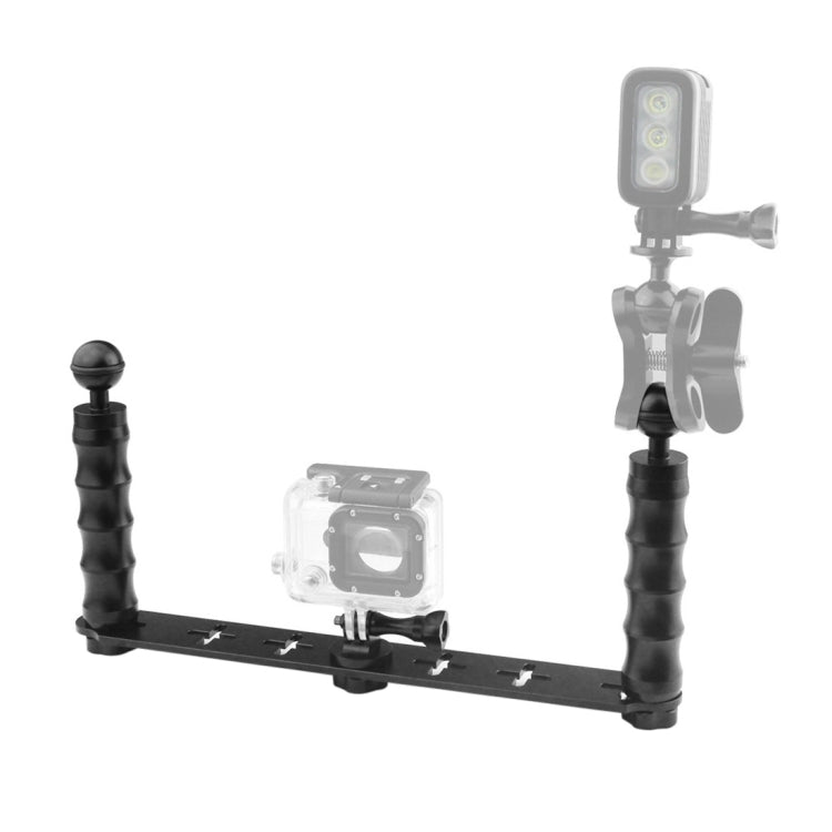 Soporte PULUZ Buceo monopié para selfies de aluminio CNC de doble mano para GoPro Hero12 Black / Hero11 /10/9/8/7/6/5, Insta…