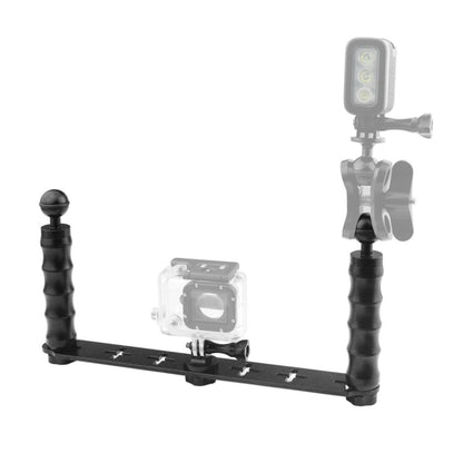 Soporte PULUZ Buceo monopié para selfies de aluminio CNC de doble mano para GoPro Hero12 Black / Hero11 /10/9/8/7/6/5, Insta…