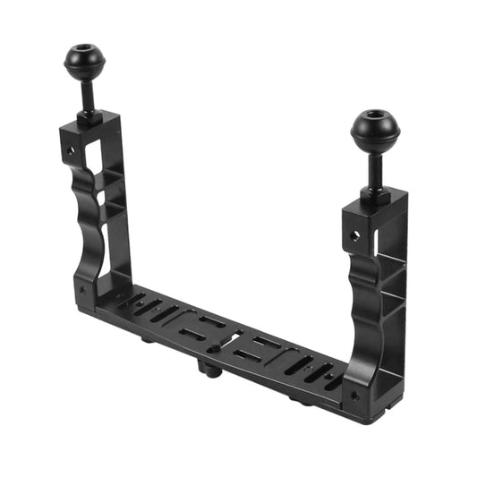 Soporte de brazo de lámpara PULUZ de aluminio CNC de mano doble ajustable para buceo para GoPro Hero12 Black / Hero11 /10/9/…