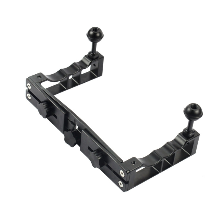 Soporte de brazo de lámpara PULUZ de aluminio CNC de mano doble ajustable para buceo para GoPro Hero12 Black / Hero11 /10/9/…