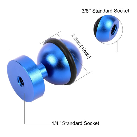 Adaptador de cabezal esférico de aluminio CNC PULUZ para GoPro, Insta360, y otras cámaras de acción, diámetro: 2,5 cm (azul)…