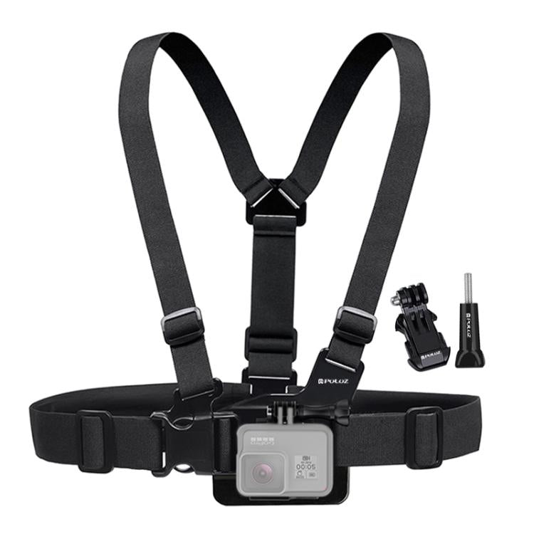 Correa de pecho PULUZ ajustable para cinturón de montaje en el cuerpo con soporte de gancho en J y tornillo largo para GoPro…
