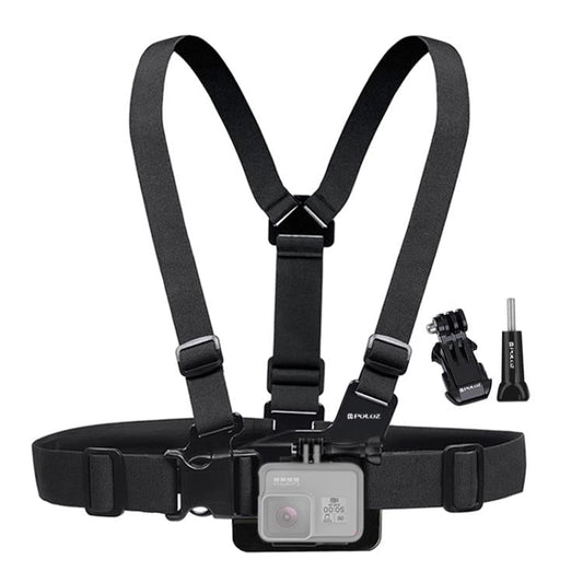 Correa de pecho PULUZ ajustable para cinturón de montaje en el cuerpo con soporte de gancho en J y tornillo largo para GoPro…