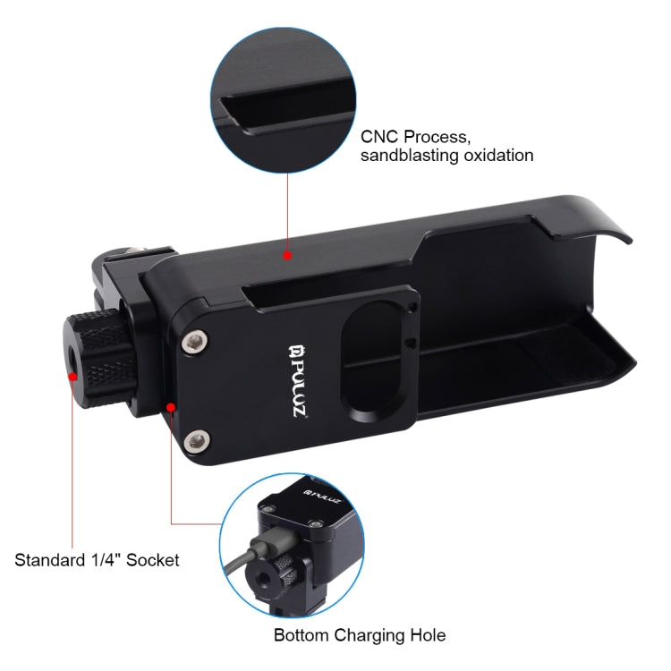 Carcasa PULUZ Carcasa protectora de aleación de aluminio CNC para bolsillo OSMO (negro) para DJI Osmo — imagen 4