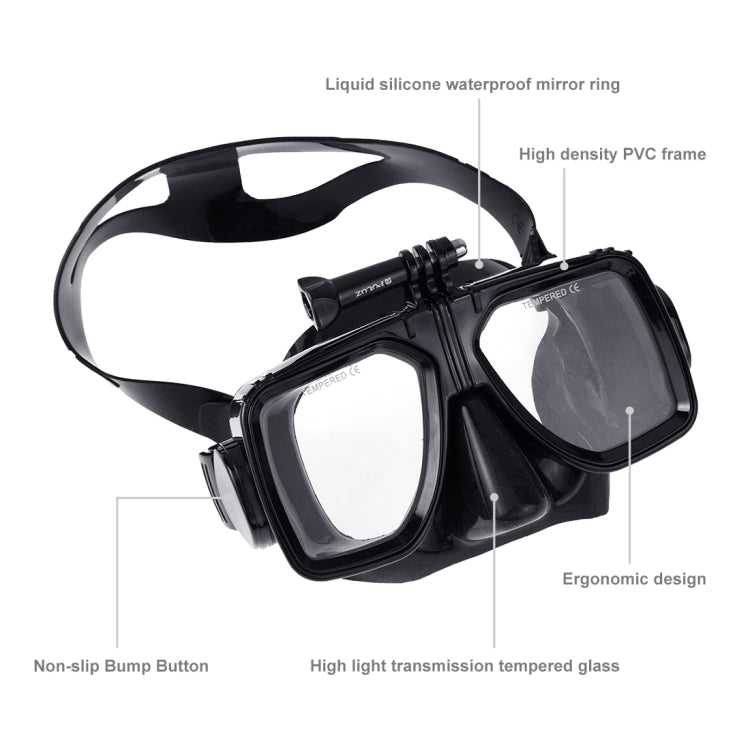 PULUZ Equipo de buceo para deportes acuáticos Máscara de buceo Gafas de natación para GoPro Hero12 Black / Hero11/10/9/8/7/6…