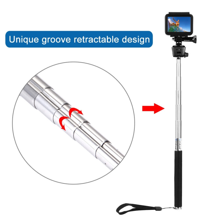 Monopié selfie de mano extensible PULUZ para GoPro Hero12 Black / Hero11 /10/9/8/7/6/5, Insta360 Ace / Ace Pro, y otras cáma…