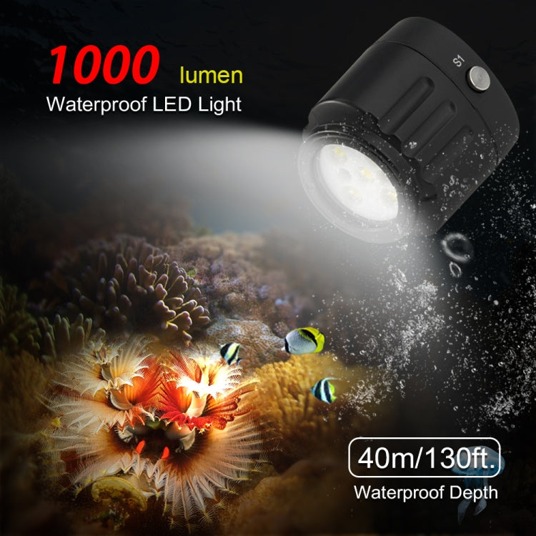 PULUZ Luz de relleno para fotografía LED subacuática de 40 m 1000 LM 3,7 V / 1100 mAh Luz de buceo para GoPro Hero12 Black /…