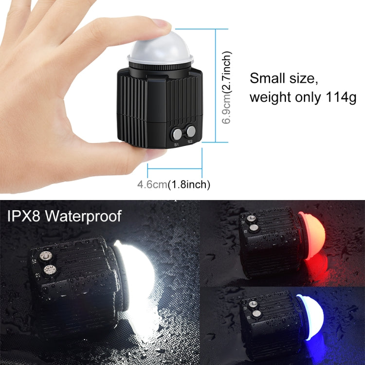 Luz de relleno para fotografía LED subacuática PULUZ de 60 m, luz de buceo de 7,4 V/1100 mAh para GoPro Hero12 Black / Hero1…