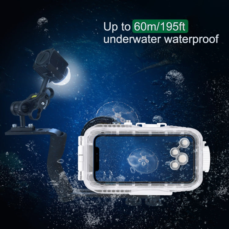 Luz de relleno para fotografía LED subacuática PULUZ de 60 m, luz de buceo de 7,4 V/1100 mAh para GoPro Hero12 Black / Hero1…