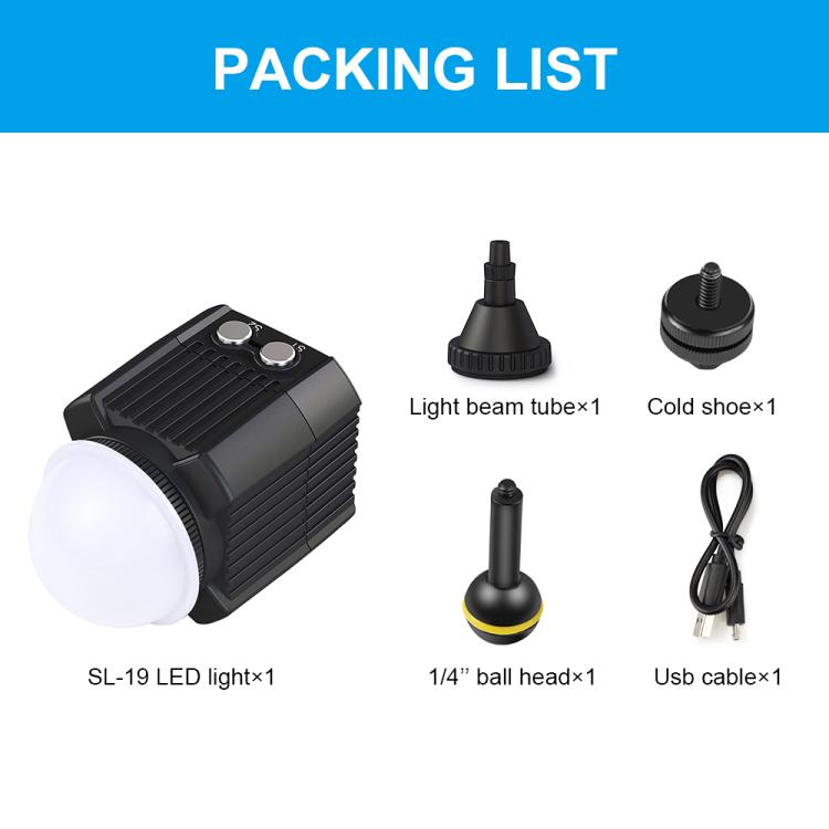 Luz de relleno para fotografía LED subacuática PULUZ de 60 m, luz de buceo de 7,4 V/1100 mAh para GoPro Hero12 Black / Hero1…