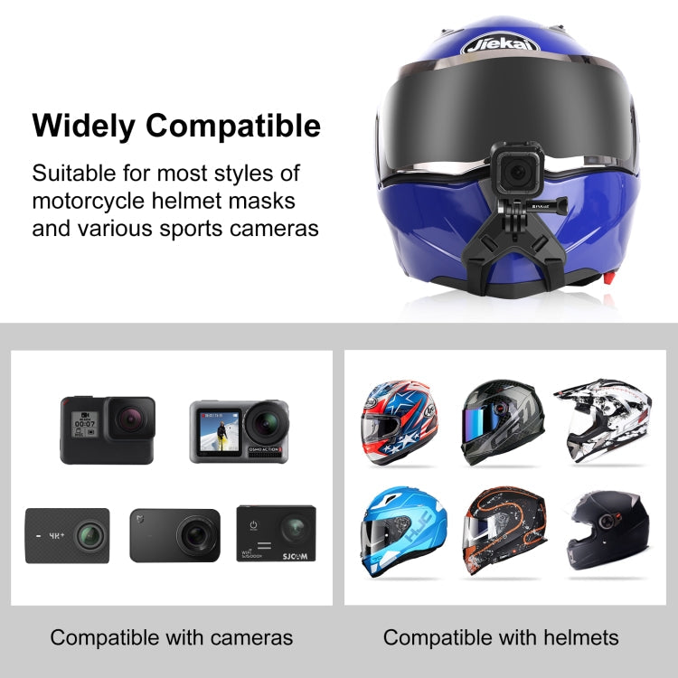 PULUZ MOTORCYCLE CASCO CHIN START MOUTE PARA GOPRO, OSMO Acción y otras cámaras de acción (Negro) para DJI Osmo — imagen 8