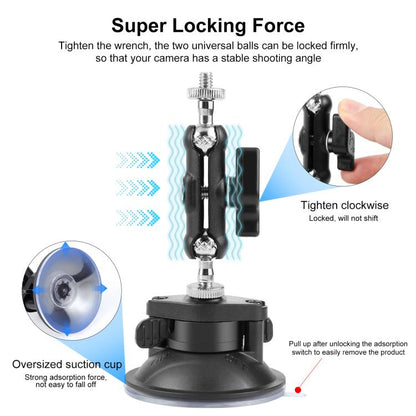 Soporte de ventosa con brazo mágico PULUZ mejorado de 1/4 de pulgada (negro) — imagen 3