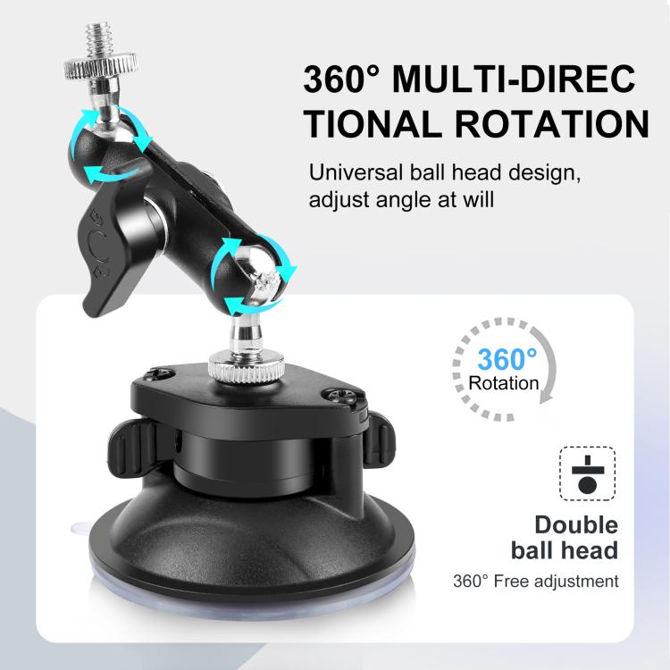Soporte de ventosa con brazo mágico PULUZ mejorado de 1/4 de pulgada (negro) — imagen 4