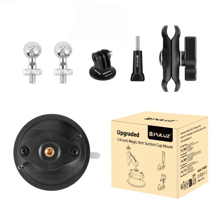 Soporte de ventosa con brazo mágico PULUZ mejorado de 1/4 de pulgada (negro) — imagen 9