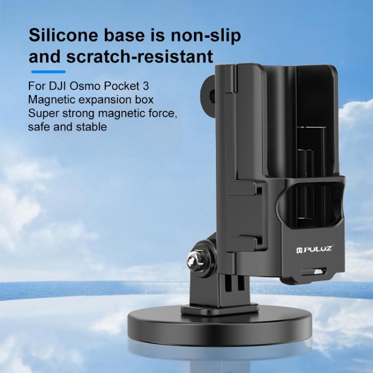 Marco protector PULUZ, soporte de escritorio magnético, base ajustable en ángulo para DJI Osmo Pocket 3 (negro) — imagen 6