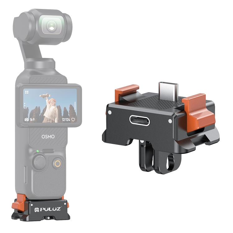 Base de carga Adaptador de montaje de liberación rápida para tipo C PULUZ para DJI Osmo Pocket 3 (negro)
