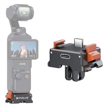 Base de carga Adaptador de montaje de liberación rápida para tipo C PULUZ para DJI Osmo Pocket 3 (negro)