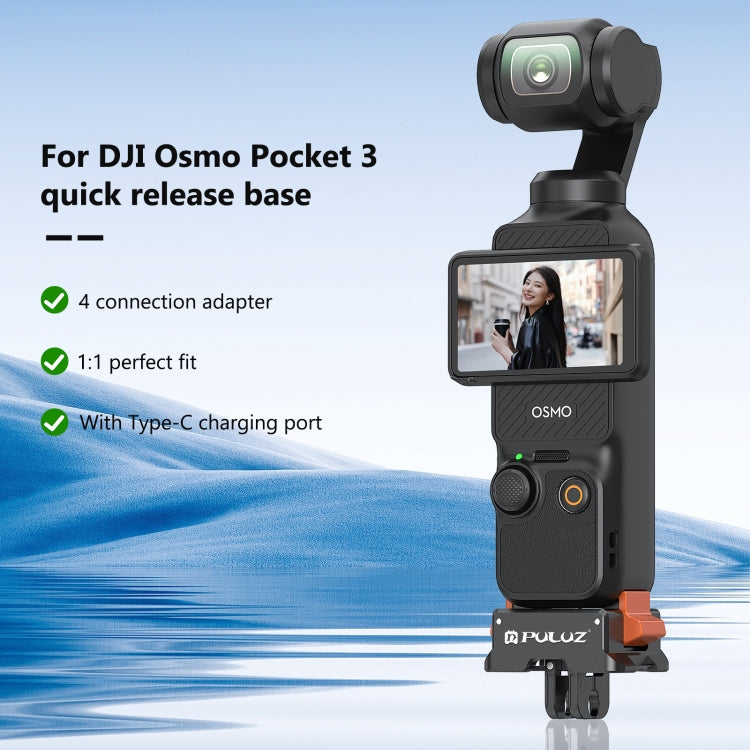 Base de carga Adaptador de montaje de liberación rápida para tipo C PULUZ para DJI Osmo Pocket 3 (negro) — imagen 3
