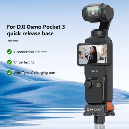 Base de carga Adaptador de montaje de liberación rápida para tipo C PULUZ para DJI Osmo Pocket 3 (negro) — imagen 3