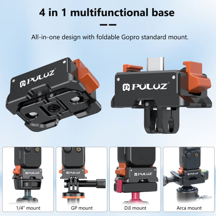 Base de carga Adaptador de montaje de liberación rápida para tipo C PULUZ para DJI Osmo Pocket 3 (negro) — imagen 4