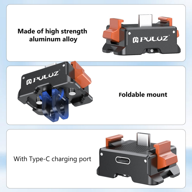 Base de carga Adaptador de montaje de liberación rápida para tipo C PULUZ para DJI Osmo Pocket 3 (negro) — imagen 5