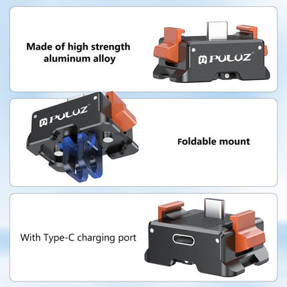 Base de carga Adaptador de montaje de liberación rápida para tipo C PULUZ para DJI Osmo Pocket 3 (negro) — imagen 5